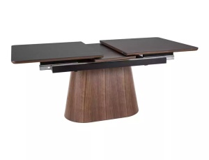 MASA DINING EXTENSIBILA MONACO, 160/200 X 90 cm, NEGRU MAT/NUC, DIN CERAMICA, MDF SI FURNIR - Img 4