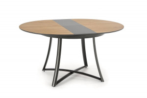 MASA DINING EXTENSIBILA MORETTI, STEJAR AURIU/GRI/NEGRU, 118/148 CM, BLAT DIN MDF SI PICIOARE DIN METAL, STIL VINTAGE - Img 5