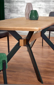 MASA DINING EXTENSIBILA STIL BACARDI, STEJAR NATURAL/NEGRU, 160/220 CM, BLAT DIN MDF SI PICIOARE DIN METAL, STIL VINTAGE - Img 5