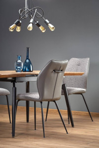 MASA DINING EXTENSIBILA STIL CAMBELL, STEJAR NATURAL/NEGRU, 140/180 CM, BLAT DIN MDF SI PICIOARE DIN METAL, STIL VINTAGE - Img 5