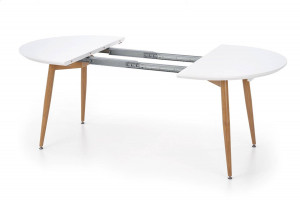 MASA DINING EXTENSIBILA STIL EDWARD, STEJAR MIERE/ALB, 120/200 CM, BLAT DIN MDF SI PICIOARE DIN METAL , STIL MODERN - Img 5