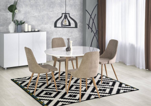 MASA DINING EXTENSIBILA STIL EDWARD, STEJAR SAN REMO/ALB, 120/200 CM, BLAT DIN MDF SI PICIOARE DIN METAL , STIL MODERN - Img 2