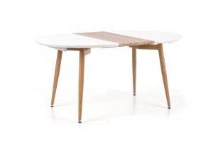 MASA DINING EXTENSIBILA STIL EDWARD, STEJAR SAN REMO/ALB, 120/200 CM, BLAT DIN MDF SI PICIOARE DIN METAL , STIL MODERN - Img 6