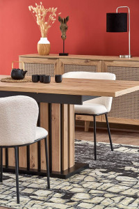 MASA DINING EXTENSIBILA STIL LAMELLO, STEJAR ARTISAN/NEGRU, 130/180 CM, DIN PAL MELAMINAT, STIL MODERN - Img 3