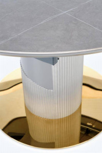 MASA DINING EXTENSIBILA STIL MUSCAT, CU EFECT DE MARMURA GRI DESCHIS/GRI/AURIU, 120/160 CM, DIN CERAMICA SI METAL, STIL MODERN - Img 6