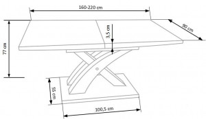 MASA DINING EXTENSIBILA STIL SANDOR, STEJAR AURIU/CROM, 160/220 CM, BLAT DIN MDF SI PICIOARE DIN METAL, STIL MODERN - Img 2