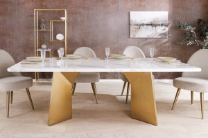 MASA DINING, EXTRAVAGANCIA 200CM, BLAT DIN MARMURA ALBA SI PICIOARE METAL, ARTIM GROUP SELECTION - Img 5