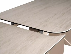 MASA DINING INFINITY, DIN STICLA, CERAMICA SI METAL, 160(240)X95, CULOARE TRAVERTIN/CASMIR, SIGNAL - Img 9