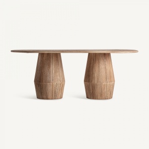 MASA DINING/LIVING JACQUARD, MARO DESCHIS, REF. 35787, PRELUCRATA MANUAL, CONFECTIONATA DIN LEMN DE MANGO, STIL MODERN - Img 2