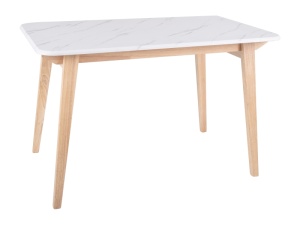 MASA DINING MARCUS ALB CU EFECT DE MARMURA SI STEJAR 120X75, DIN MDF SI FURNIR - Img 2