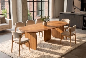 MASA DINING NOA, OVALA 240CM, REALIZATA DIN LEMN DE SALCAM, CULOARE MARO - Img 6