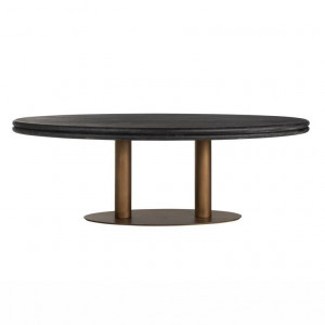 MASA DINING OVALA MACARON, 235 CM, NEGRU RUSTIC/MARO INCHIS, DIN STEJAR SI METAL, RICHMOND INTERIORS - Img 5