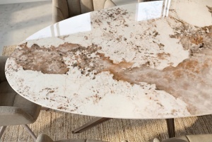 MASA DINING OVALA, PANDORA 220CM, REALIZATA DIN CERAMICA SI METAL, CULOARE MARMURA/BRONZ, INVICTA INTERIOR - Img 10