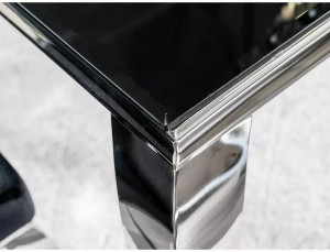 MASA DINING PRINCE, NEGRU/CROM, 180 CM, BLAT DIN STICLA SECURIZATA SI METAL, STIL MODERN - Img 6