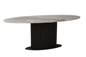 MASA DINING RASFORD BLUSH BEIGE OVAL, 213521, 200CM, CONFECTIONATA DIN LEMN, MDF, MARMURA DE TORONTO SI METAL, MARO/BEJ, STIL MODERN - Img 6