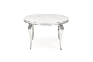 MASA DINING REGINALD, 120 CM, EFECT DE MARMURA ALBA/CROM, BLAT DIN MARMURA SI PICIOARE DIN METAL, STIL MODERN - Img 6
