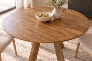 MASA DINING ROTUNDA ART WOOD 120CM, REALIZATA DIN LEMN DE MANGO, CULOARE MARO - Img 3
