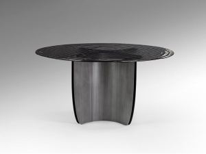 MASA DINING ROTUNDA, NIGHT 150CM, METAL SI STICLA, DESIGN MODERN, SCHULLER - Img 7