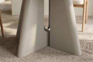 MASA DINING ROTUNDA ORGANIKO 120CM, REALIZATA DIN MATERIAL LEMNOS, MDF, CULOARE BEJ/GRI, INVICTA INTERIOR - Img 3
