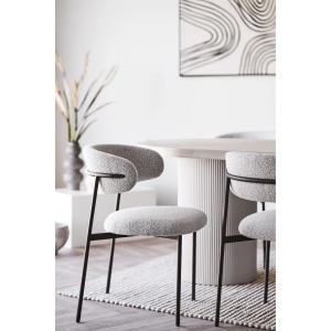 MASA DINING SOLVA 100x220x75 cm, REALIZATA DIN LEMN DE FRASIN SI MDF, CULOARE ALB/NISIPIU, HOUSE NORDIC - Img 8