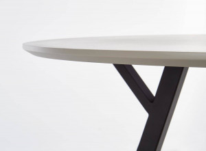 MASA DINING STIL BALROG, GRI DESCHIS/NEGRU, 100 CM, BLAT DIN MDF LACUIT SI PICIOARE DIN METAL, STIL MODERN - Img 7