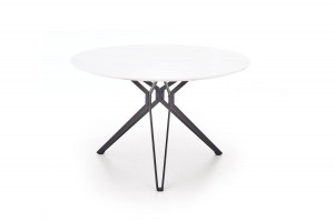 MASA DINING STIL PIXEL, ALB/NEGRU, 120 CM, BLAT DIN MDF LACUIT SI PICIOARE DIN METAL, STIL MODERN - Img 2