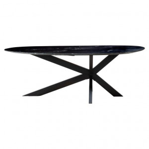 MASA DINING TROCADERO, 220 CM, EFECT DE MARMURA NEAGRA/NEGRU, DIN MARMURA SI METAL, RICHMOND INTERIORS - Img 2