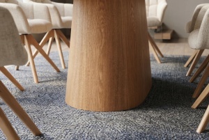 MASA DINING UNIQUE 200CM, REALIZATA DIN FURNIR DE STEJAR, BLAT CERAMIC CULOARE BEJ/NATUR, INVICTA INTERIOR - Img 2