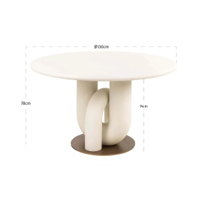 MASA DINING WINSLOW 135Ø, 214125, CONFECTIONATA DIN MDF SI METAL, ALB SI AURIU, STIL MODERN - Img 6