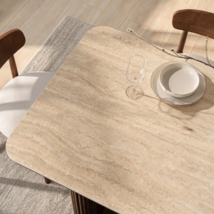 MASA DREPTUNGHIULARA 180CM, ARTIM MEBLE, REALIZATA DIN MDF SI CERAMICA, CULOARE TRAVERTIN/NUC, STIL MODERN - Img 4