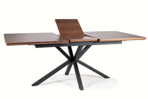 MASA EXTENSIBILA 160/200 CM, NUC/NEGRU MAT, BLAT DIN MDF SI PICIOARE DIN METAL, STIL MODERN - Img 6
