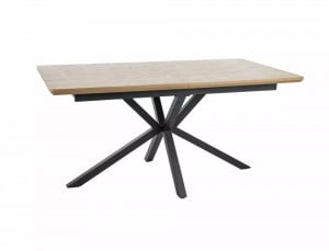 MASA EXTENSIBILA 160/200 CM, STEJAR/NEGRU MAT, BLAT DIN MDF SI PICIOARE DIN METAL, STIL MODERN - Img 3