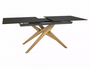 MASA EXTENSIBILA 180/230 CM, EFECT DE MARMURA MARO/STEJAR, DIN STICLA SECURIZATA, CERAMICA SI LEMN, STIL MODERN - Img 3