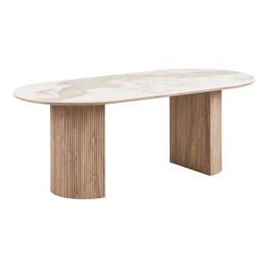 MASA EXTENSIBILA ATHENS 210CM, , REALIZAT DIN MDF SI CERAMICA, CULOARE ALB/MARO, ARTIM HOUSE