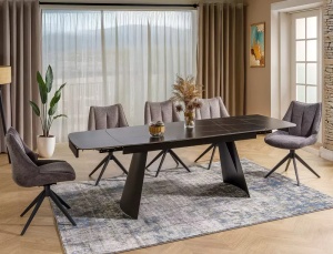 MASA EXTENSIBILA, DE DINING, 160/240X90, NEGRU MAT, DIN METAL SI CERAMICA