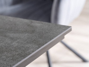 MASA EXTENSIBILA DINING, GRI/NEGRU MAT, 180/260 CM, DIN STICLA SECURIZATA, CERAMICA ITALIANA SI METAL, STIL MODERN - Img 6