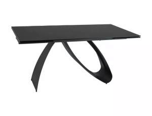 MASA EXTENSIBILA DIUNA SAHAR NOIR, 160/240 CM, EFECT DE MARMURA NEAGRA/NEGRU MAT, DIN STICLA SECURIZATA, CERAMICA SI METAL, STIL MODERN - Img 3