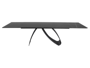 MASA EXTENSIBILA DIUNA SAHAR NOIR, 160/240 CM, EFECT DE MARMURA NEAGRA/NEGRU MAT, DIN STICLA SECURIZATA, CERAMICA SI METAL, STIL MODERN - Img 11