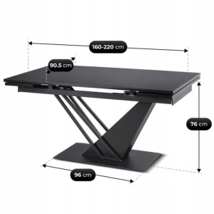 MASA EXTENSIBILA REX 160/220CM, REALIZATA DIN METAL SI BLAT DIN MDF, CULOARE NEAGRA, ARTIM MEBLE - Img 8