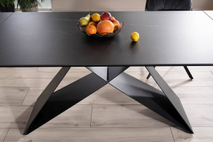 MASA EXTENSIBILA SAHARA, 160/240 CM, EFECT DE MARMURA NEAGRA/NEGRU, DIN CERAMICA, STICLA SI METAL, STIL MODERN - Img 6