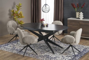 MASA EXTENSIBILA SANDRO, 180/240 CM, NEGRU/NEGRU, DIN MDF LAMINAT SI METAL, STIL MODERN - Img 2