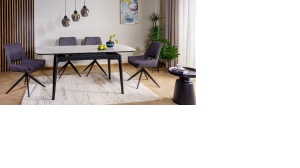 MASA EXTENSIBILA SENTO, 120/180 CM, ALB/NEGRU MAT, DIN CERAMICA SI METAL, STIL MODERN - Img 2
