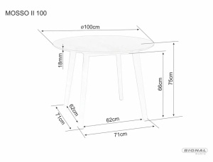 MASA LIVING/DINING MOSSO II, 100 CM, ALB/STEJAR, BLAT DIN MDF SI PICIOARE DIN LEMN, STIL MODERN - Img 3