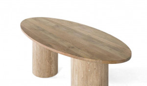 MASA LIVING OVALA 200CM, CULOARE NATUR, LEMN DE MANGO SI MARMURA, GINER Y COLOMER - Img 2