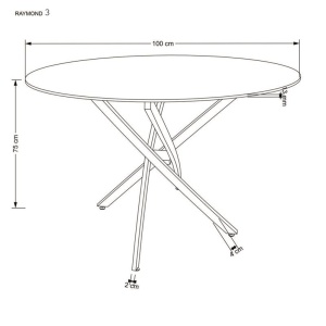 MASA LIVING RAYMOND 3, EFECT DE MARMURA ALBA/CROM, 100 CM, BLAT DIN STICLA SI PICIOARE DIN METAL, STIL MODERN - Img 3