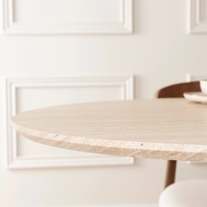 MASA OVALA 180CM, ARTIM MEBLE, REALIZATA DIN MDF, CULOARE TRAVERTIN/NUC, STIL MODERN - Img 5