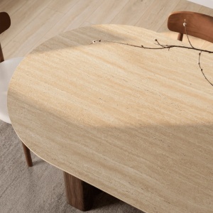 MASA OVALA 200CM, ARTIM MEBLE, REALIZATA DIN MDF, CULOARE TRAVERTIN/NUC, STIL MODERN - Img 5
