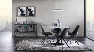 MASA ROTUNDA ELEGANTA 90CM, TOKIO, COD 3950, STIL MODERN, REALIZATA DIN LEMN MASIV SI STICLA - Img 6