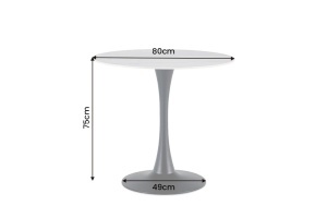 MASA ROTUNDA PENTRU LIVING LYON 80CM, DIN METAL SI CERAMICA, CULOARE ALB/NEGRU, INVICTA INTERIOR - Img 3