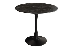 MASA ROTUNDA PENTRU LIVING LYON 80CM, DIN METAL SI CERAMICA, CULOARE GRI/NEGRU, INVICTA INTERIOR